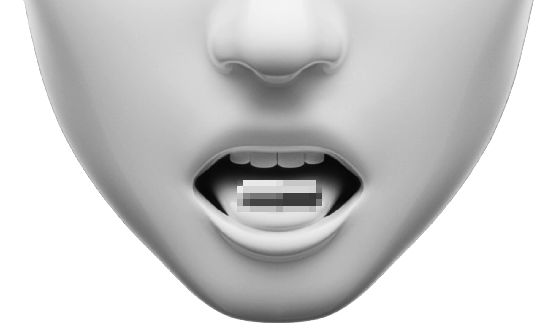 Face with open mouth and pill